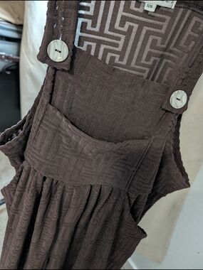 Brown Textured Overalls with Front Pocket